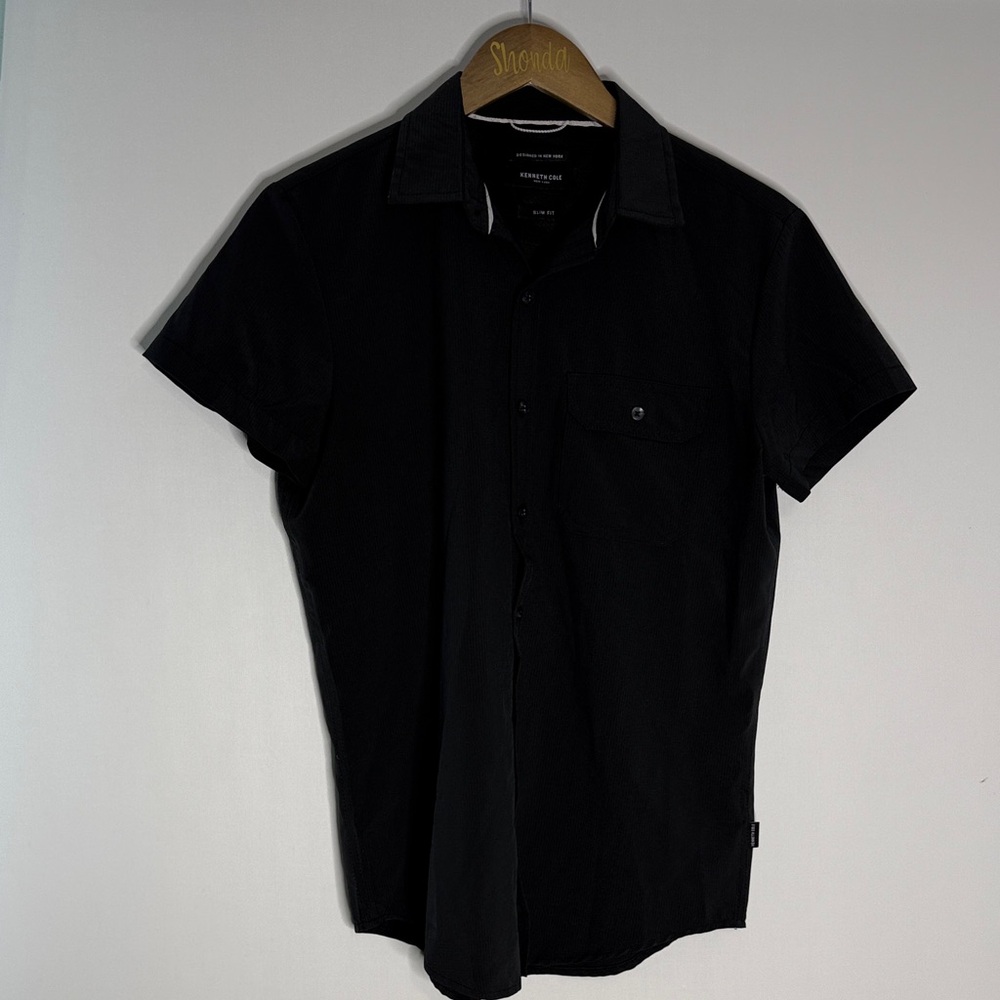 Kenneth Cole Black Casual Button Down Shirt